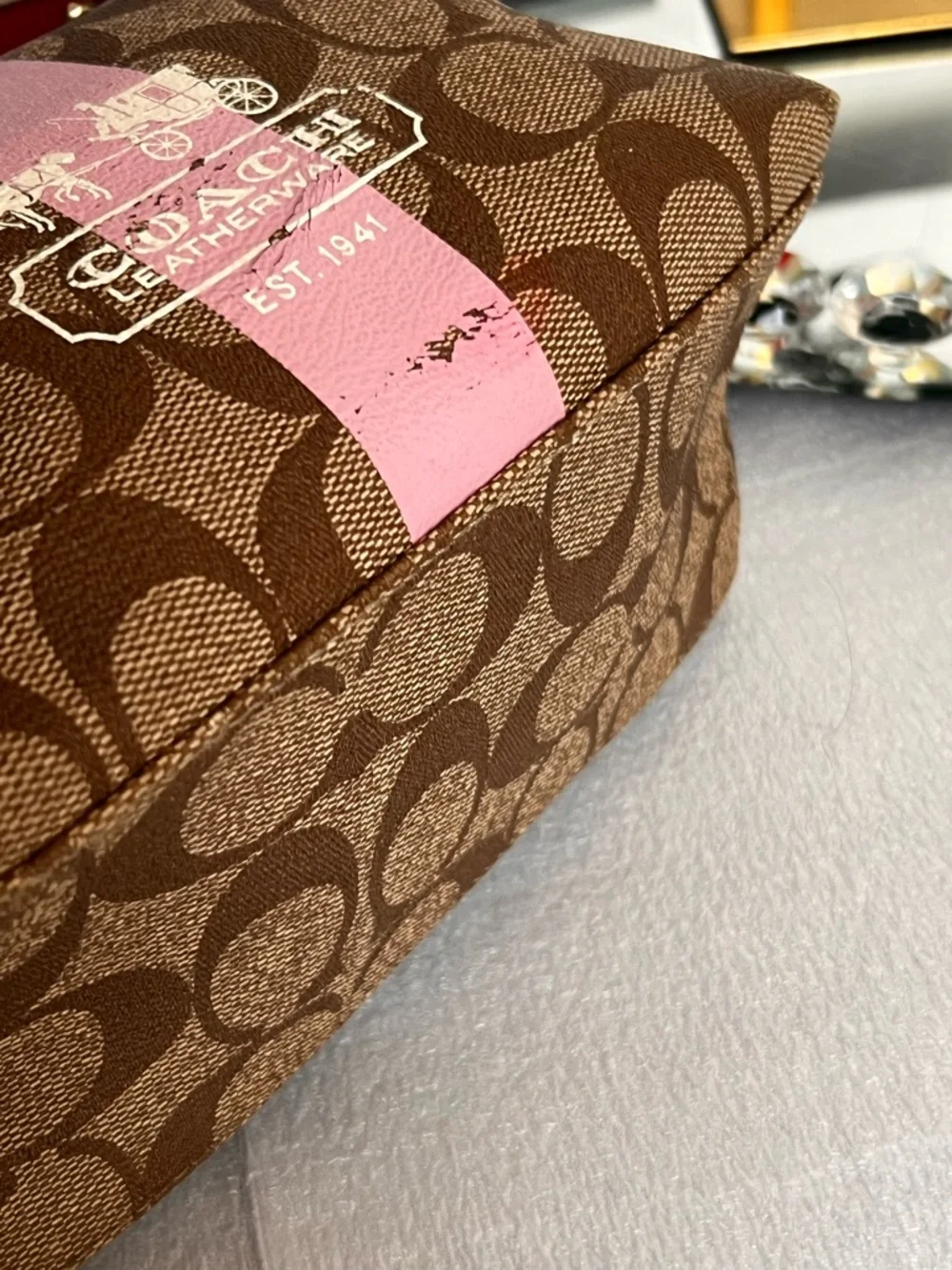 COACH Signature Y2K heritage legacy with Pink Center Stripe and Red Trim